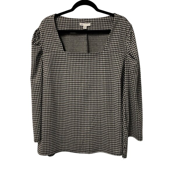 CATO BLOUSE HOUNDSTOOTH SQUARE NECK SIZE 22/24W PUFF SLEEVE CAREER ARTSY CAPSULE - Picture 1 of 7